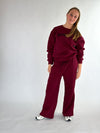 Burgundy Wide Leg Sweatpants - Dragonfly Leotards - Girls leotard