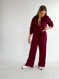 Burgundy Wide Leg Sweatpants - Dragonfly Leotards - Girls leotard