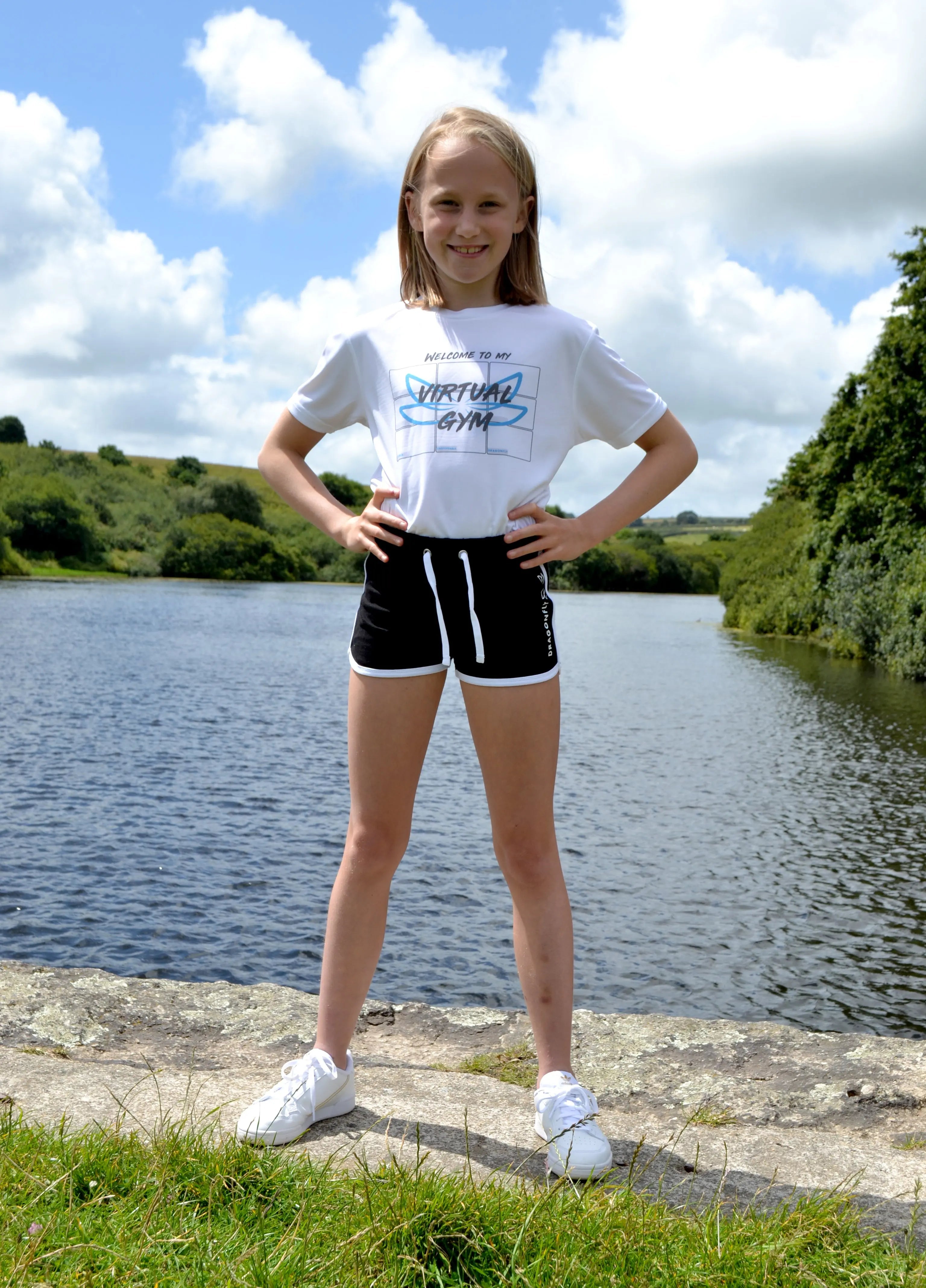 Girls white shop sports shorts